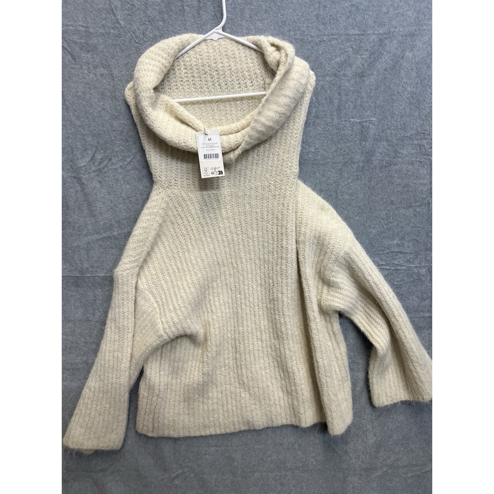 NA-KD Oversized Off Shoulder Knitted Sweater Offwhite Ribbed Cowl Neck 1812-0007